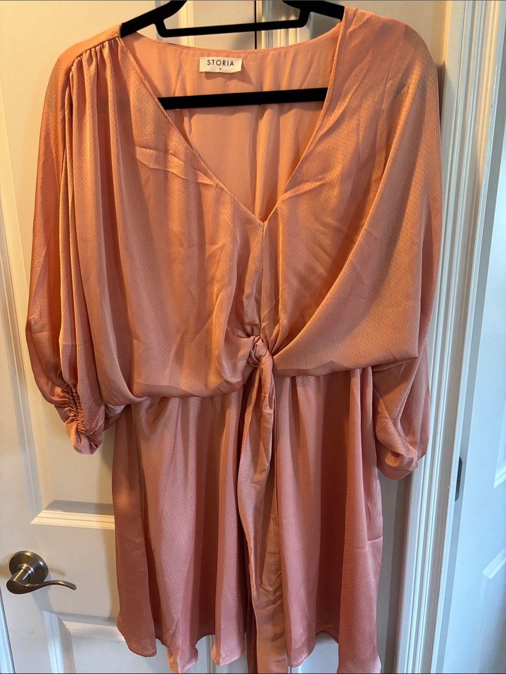 Storia Dusty Rose Tie-Front Blouson Dress
